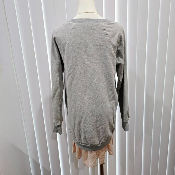 BCBGeneration ✦ Gray Sweatshirt Dress ✦ Peach Sheer Slip Layered Hem Sz S EUC - Picture 7 of 16